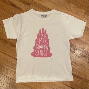 Custom 8 “this is my birthday shirt” t-shirt, Size Youth Medium.